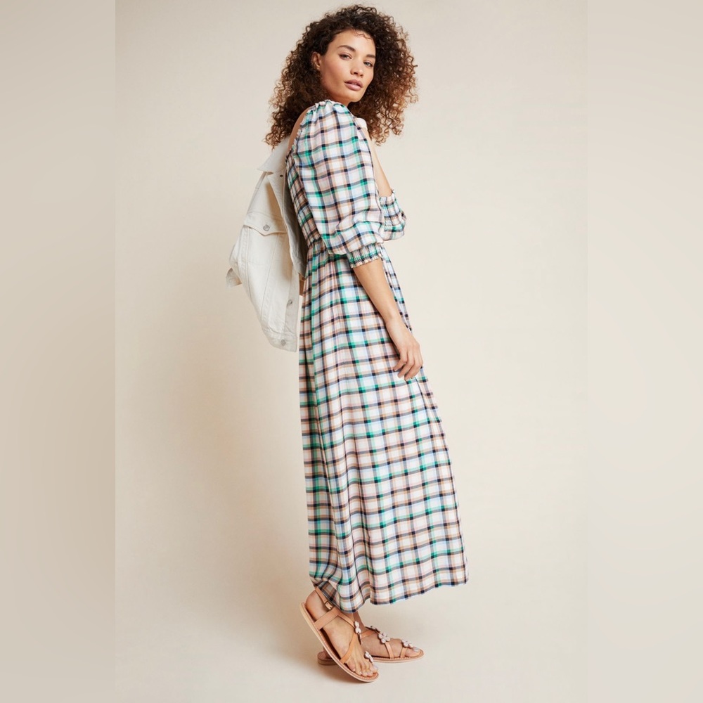 ANTHROPOLOGIE MAEVE CERIE SMOCKED MIDI DRESS